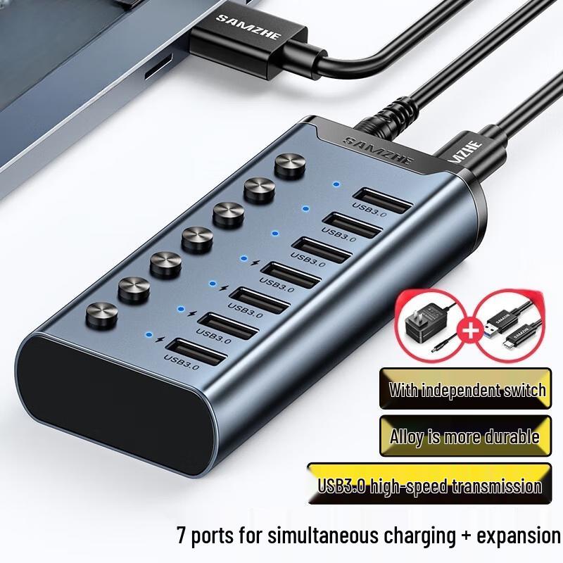 LLHY USB 3.0 7-Port Hub with Individual Power Switches