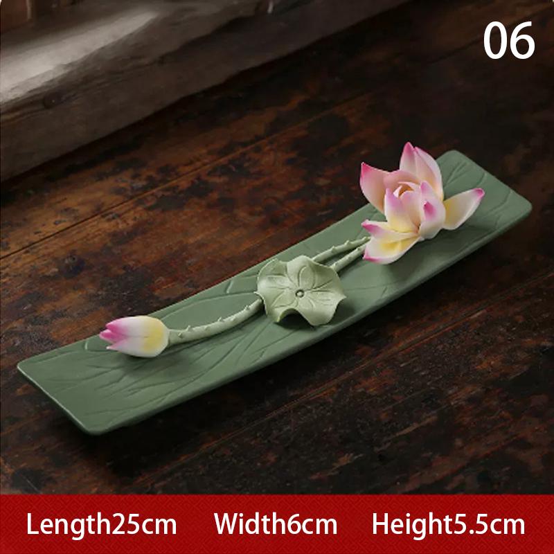 Ceramic Lotus Incense Stick Holder Household Zen Lotus Ceramics Incense Burner Ceramic Handicrafts Home Ornaments (NO Incense)