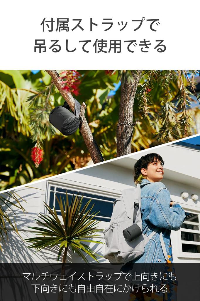 Sony Wireless Speaker Clear Sound with Deep Waterproof and Dustproof Long Battery Life 16 Stereo Pair USB Black SRS-XB100 Bass, (IP67),