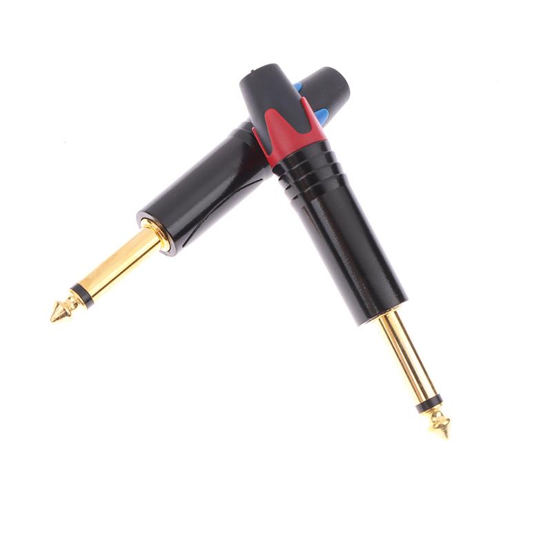 6.35 Mm Gold-Plated Microphone Audio Plug Mute Plug Connector Jack Mono Assembly Microphone Connector Mono Plug