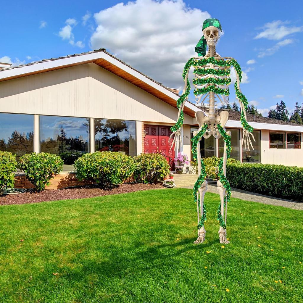 5 Pcs 12 ft Skeleton Accessories St. Patrick's Day Sculptures Giant Skeleton Accessories for Garden Lawn Outdoor St. Patrick's Day Statues Decoration