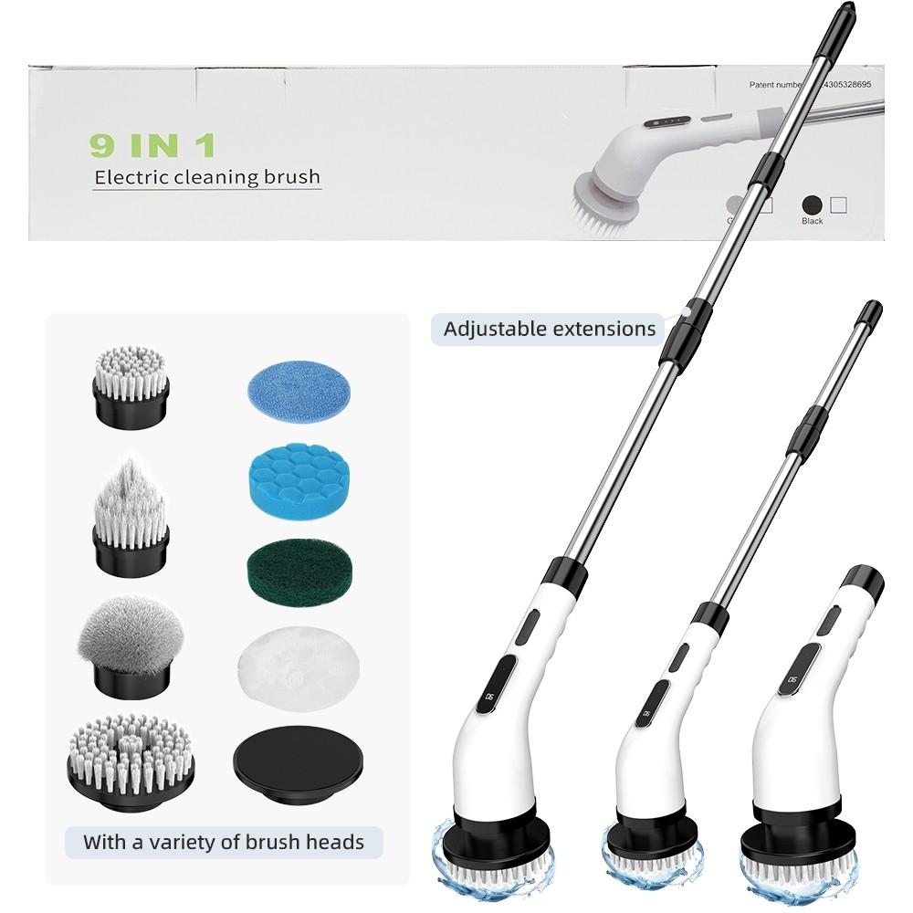 9 in 1 Handheld Floor Power Cleaning Tool Multifunctional Electric Cleaning Brush LED Display Electric Spin Scrubber