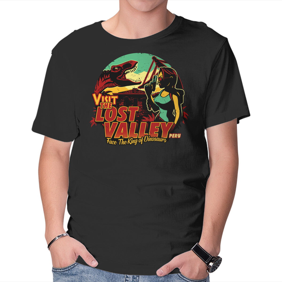 Unisex Crew Neck T-Shirt The Lost Valley Graphic Short Sleeve Casual Tee XS