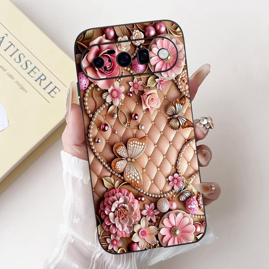 Neues Design 2025 Muster Hülle für Google Pixel 10 Pro XL Capa Weiches Silikon Schwarz Lackiert Vollabdeckung für Google Pixel10 Pro Funda