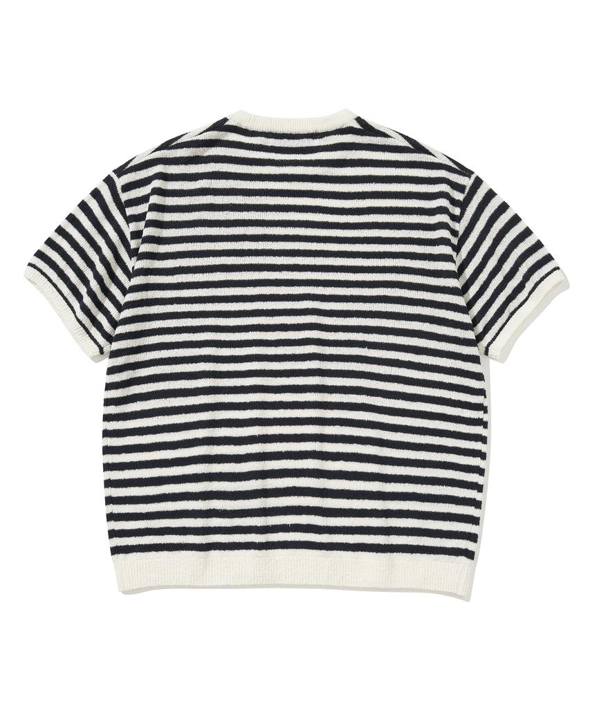 KNITTED Boucle Stripe Round Knit Ivory