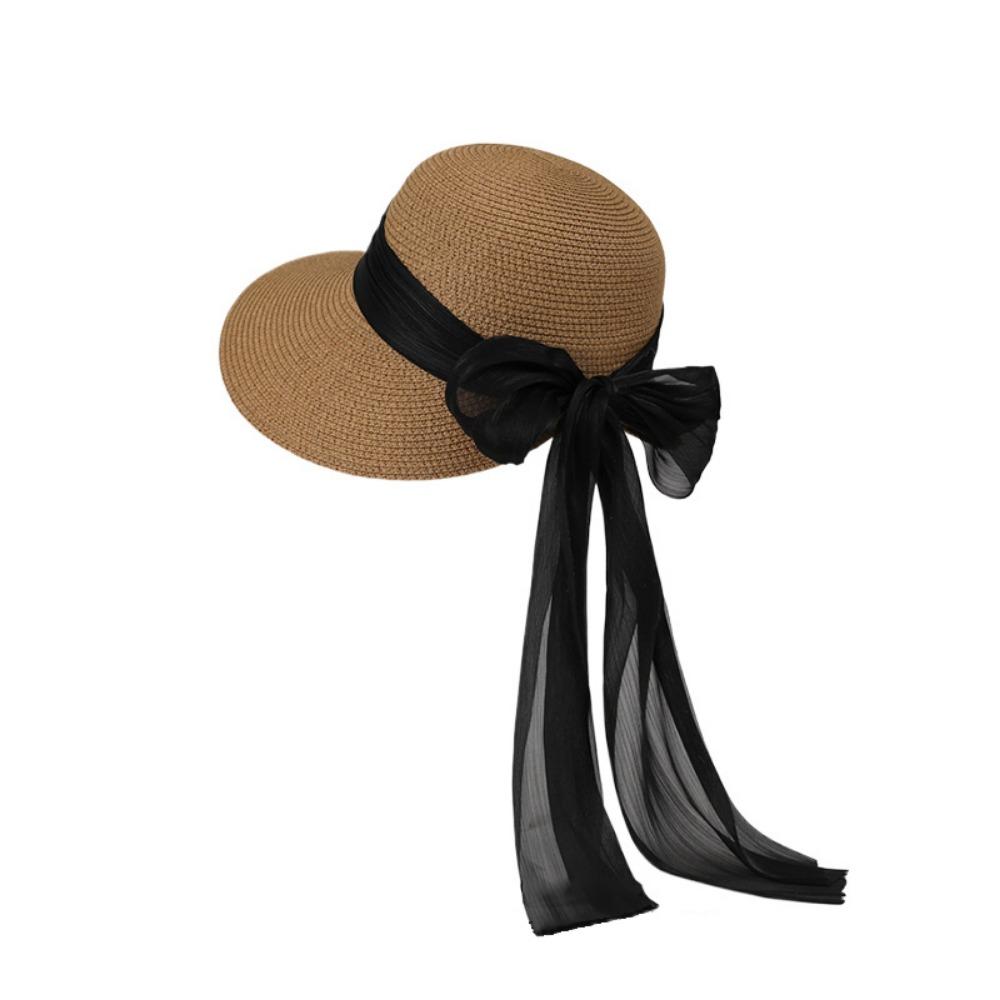 Foldable Lace Brim Sunshade Cap Wide Brim Sun Protection Cap Vacation Straw Sun Hat  Beach