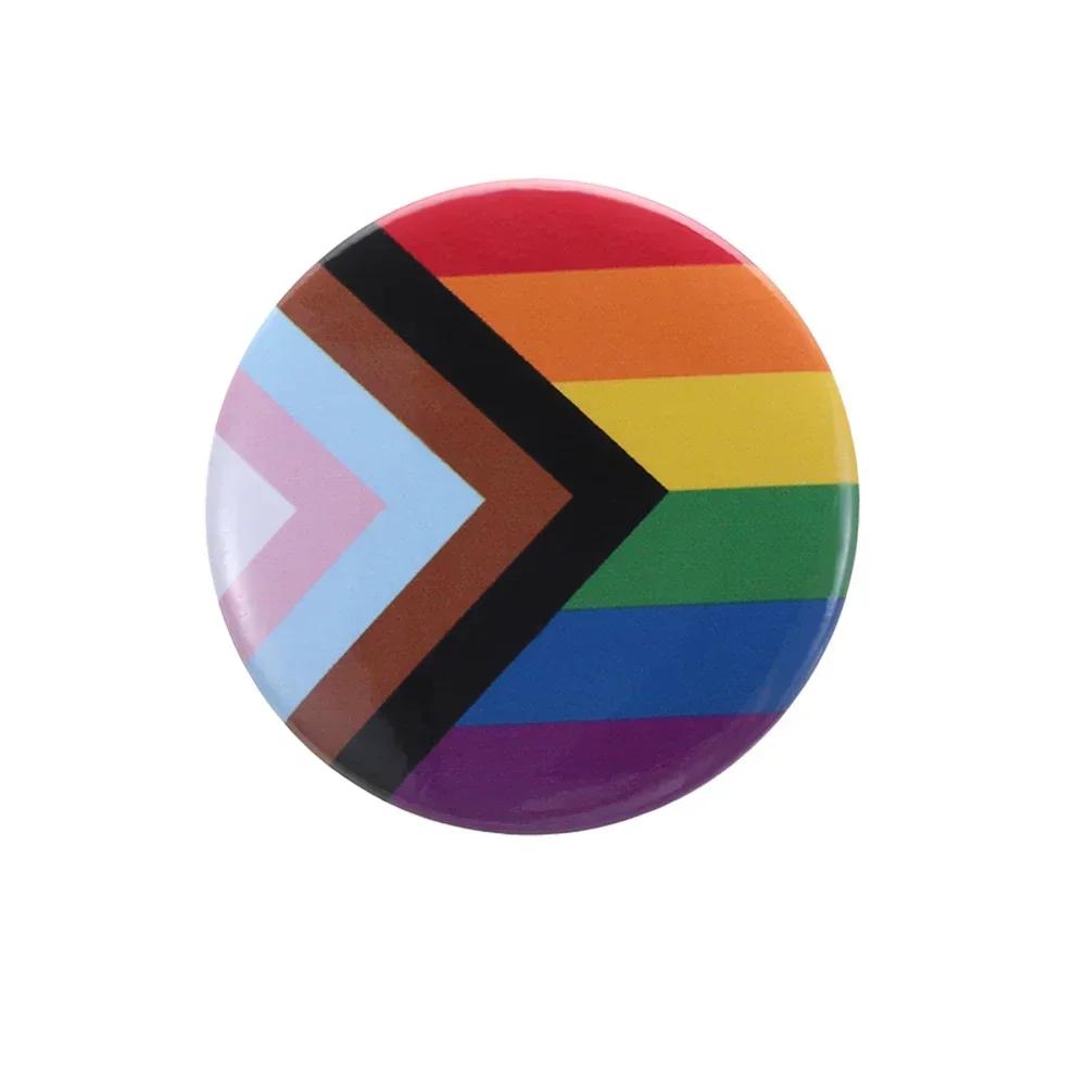 Round/Square Pride Rainbow Gay Pins Flag Tinplate Badge Support Gay Lesbian Bisexual Transgender Symbol Pin Icons Brooch