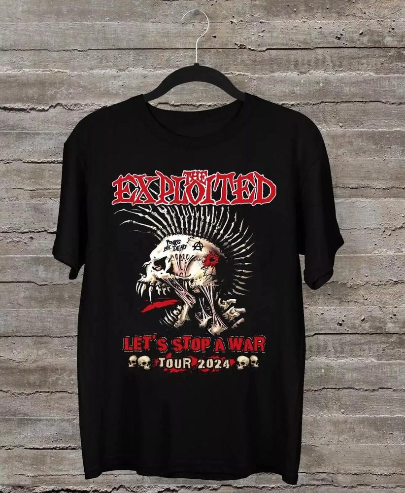 The Exploited - Let s Stop A War Tour 2024 Gold T-Shirt Gift for Fans S-4XL Unisex T-Shirt S
