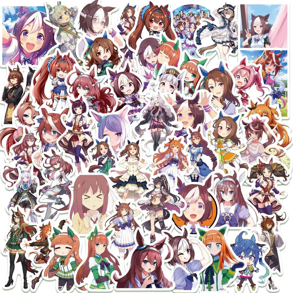 50 Stück Uma Musume Pretty Derby Spiel Graffiti Aufkleber Anime Mädchen Cartoon Aufkleber für Gitarre Telefon Gitarrenbecher Skateboard Spielzeug