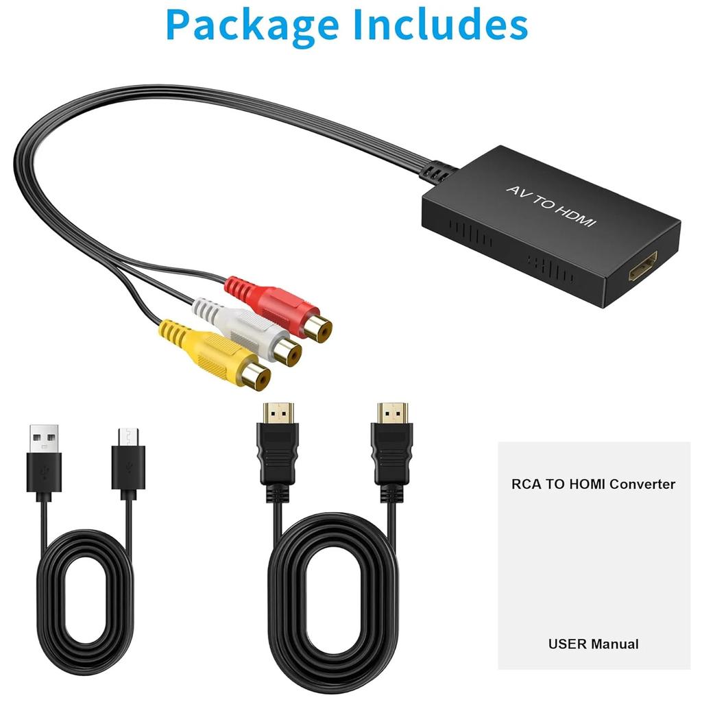 RCA To Converter, Composite To Adapter Support 1080P /NTSC Compatible With One, , , STB, , VHS, VCR, Blue-Ray DVD Players