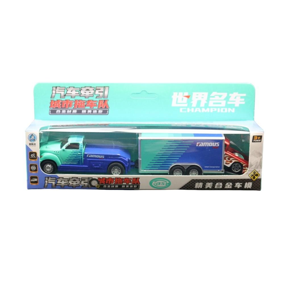 Alloy Simulation Trailer Double Decker Truck Tractor Model Toy Collection For