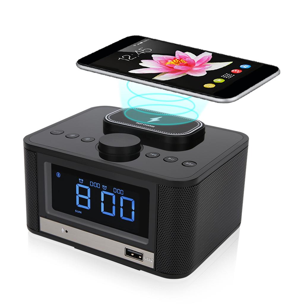 Bluetooth Speaker Player Radio Wireless Charging Digital Alarm Clock
