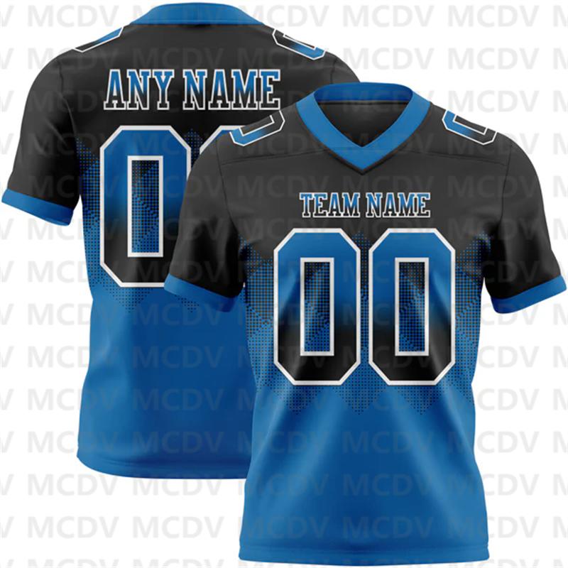 Custom Gradient Square Shape Flag Football Jersey Personlized Team Name and You Name, Number V-Neck Athletic Football T-Shirts