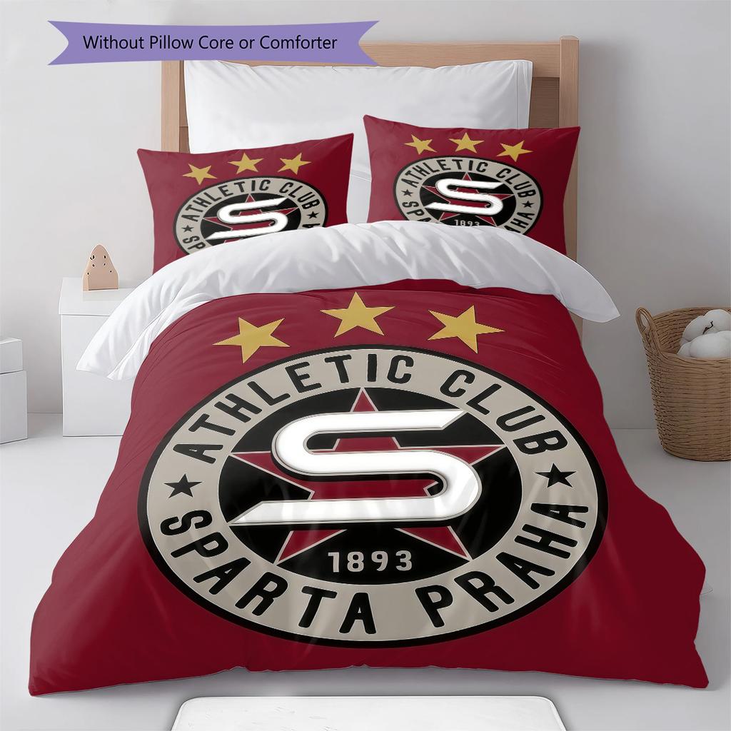 AC Sparta Prag Logo Bettwäsche Steppdecke Set Bettbezug Kissenbezug Heimdekoration Geburtstagsgeschenk (1 Bettbezug + 2 Kissenbezüge, ohne Füllung)