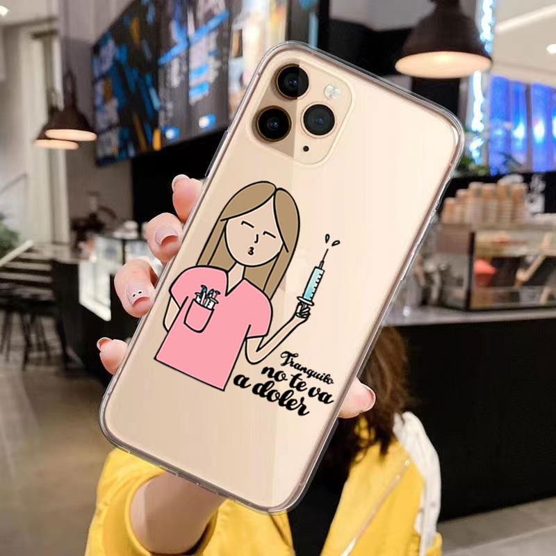 Španělsko Kreslený Lék Doktor Sestra Měkký Kryt na Telefon Pro iphone 13 Pro Max 11 Pro Max 6 7 8 Plus 12 Pro X XR XS Max Kreslený Kryt
