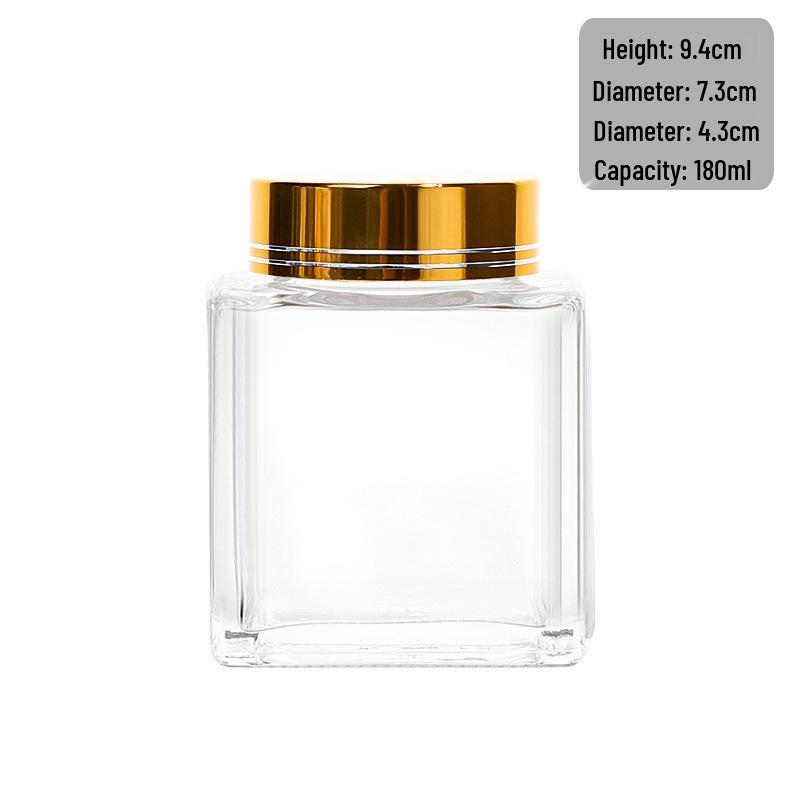 New Wide Mouth Transparent Honey Glass Jar - Thick Square Design for Bird's Nest and Jam