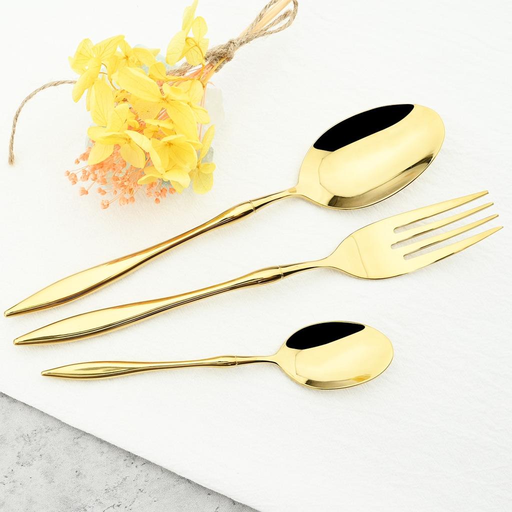 24Pcs/Set Knife Fork Tea Spoon Tableware Vintage Dinnerware 304 Stainless Steel Cutlery Set Party Kitchen Silverware Flatware Set