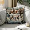 1pc Winter Sports Christmas Hockey Game Pillowcase, 45.72X45.72 Cm, Soft Peach Skin Velvet Pillow Cover, Zipper Closure, Machine Washable, Modern Styl