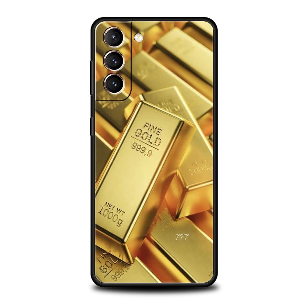 Goldenes Geldmuster Handyhülle Für Samsung Galaxy S25 Edge S24 S23 S22 S21 Ultra S20 FE 5G S10 S10E S9 Plus Weiche TPU-Abdeckung