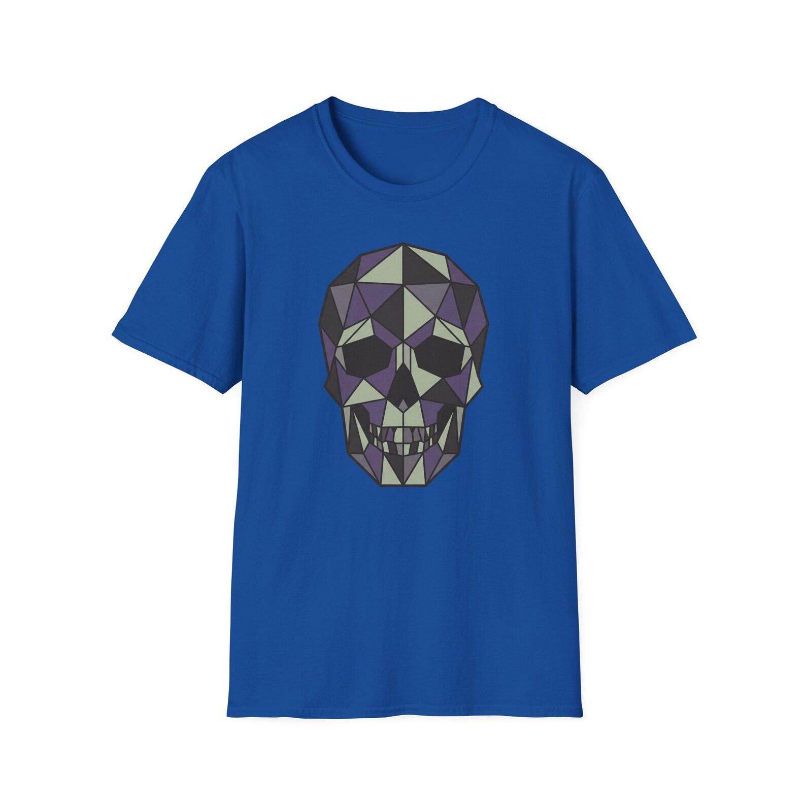 Halloween Skull T-Shirt | Geometric Low Poly Skull Tee | Spooky Halloween Shirt Gift M