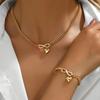 European and American Fashion Simple Heart-shaped Bracelet and Necklace Set, Trendy, Unique, Light Luxury, High-end, Versatile for Everyday Wear for