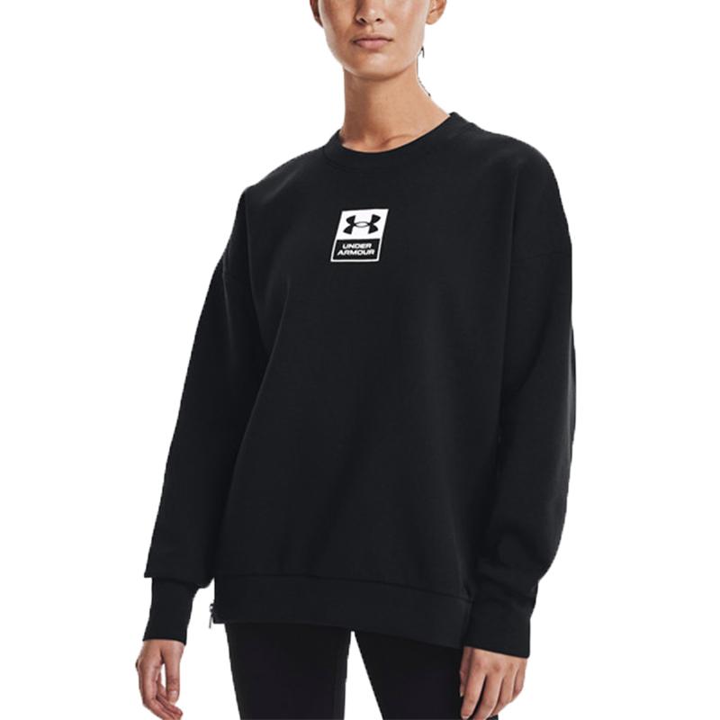Under Armour Summit Casual Sport Crew Neck Long Sleeve Sweatshirt Women Tops Black 1369562-001