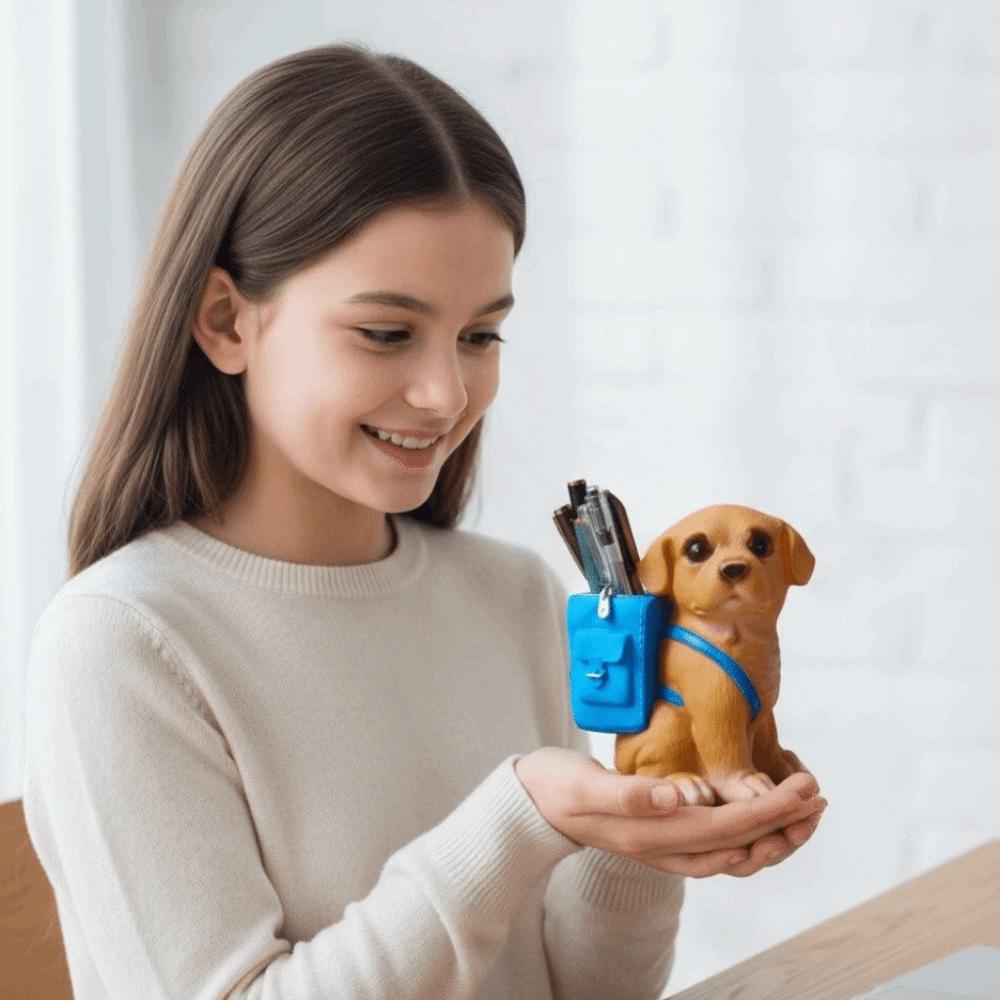 Waterproof Dog-Shaped Pencil Cup Resin Stationery Storage Box Makeup Brush Holder  Students