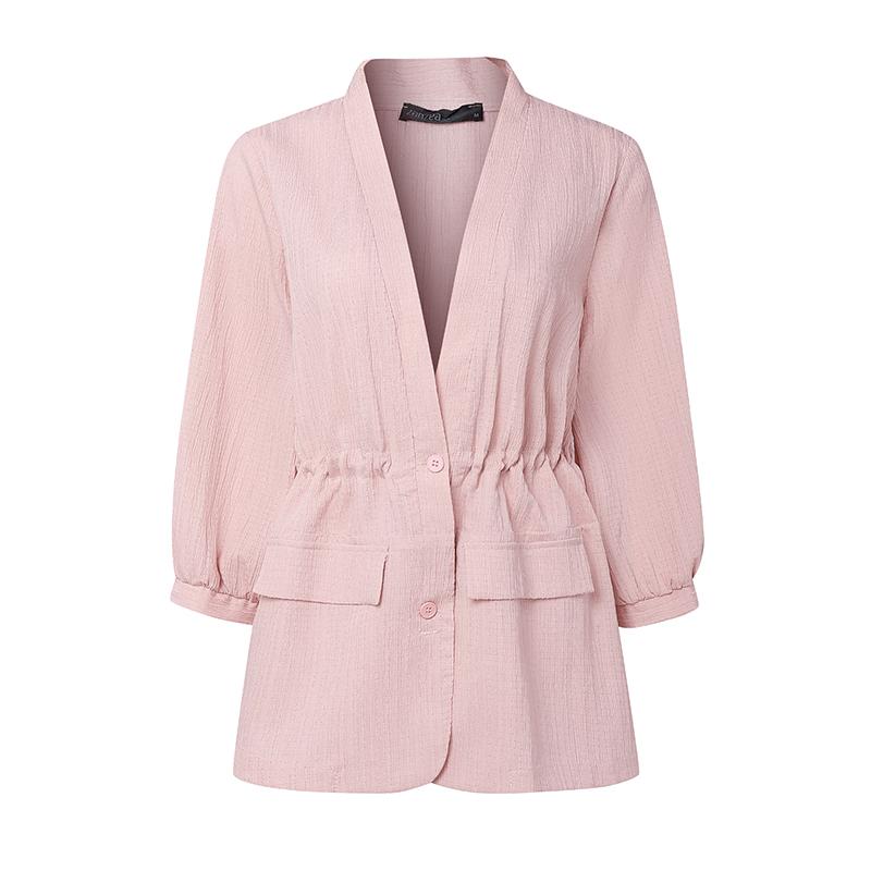 ZANZEA Women Casual V-Neck Solid Color Loose 3/4 Sleeve Cardigan Blouse