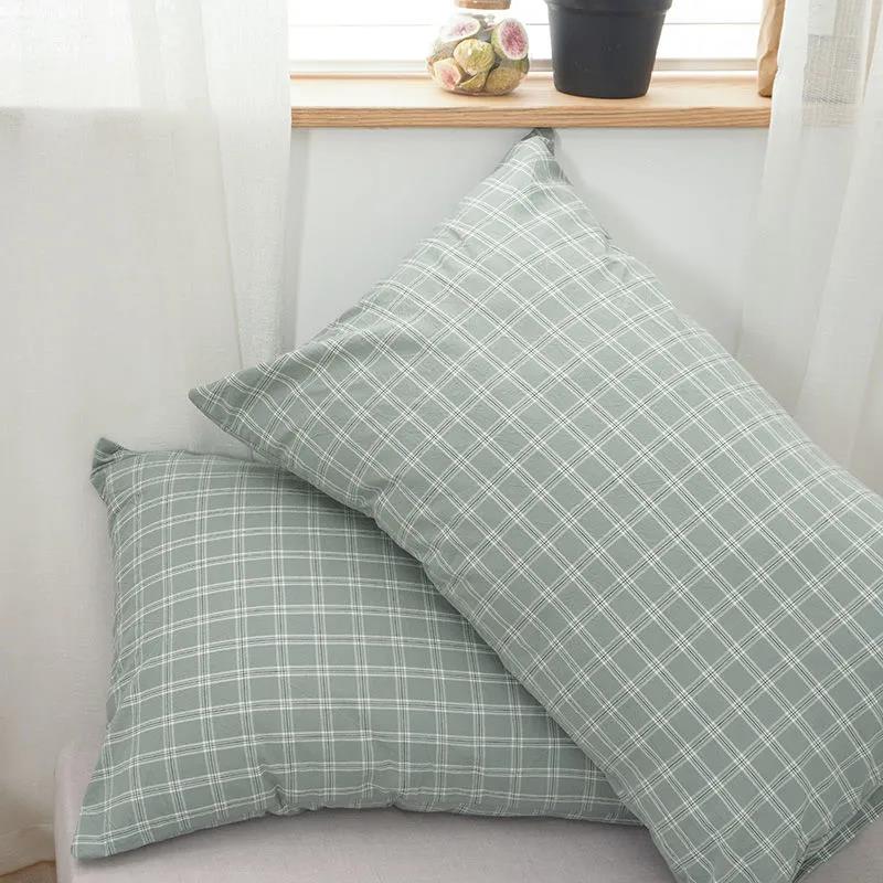 

Хлопковая наволочка Безопасная для кожи наволочка из стираного хлопка Простая наволочка в клетку