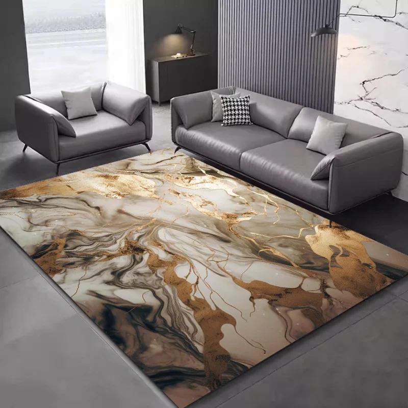Luxury Nordic Flannel Carpets for Living Room Sofa Beside Texture Decoration Bedroom Rug Large Size Non-slip Washable Lounge Mat