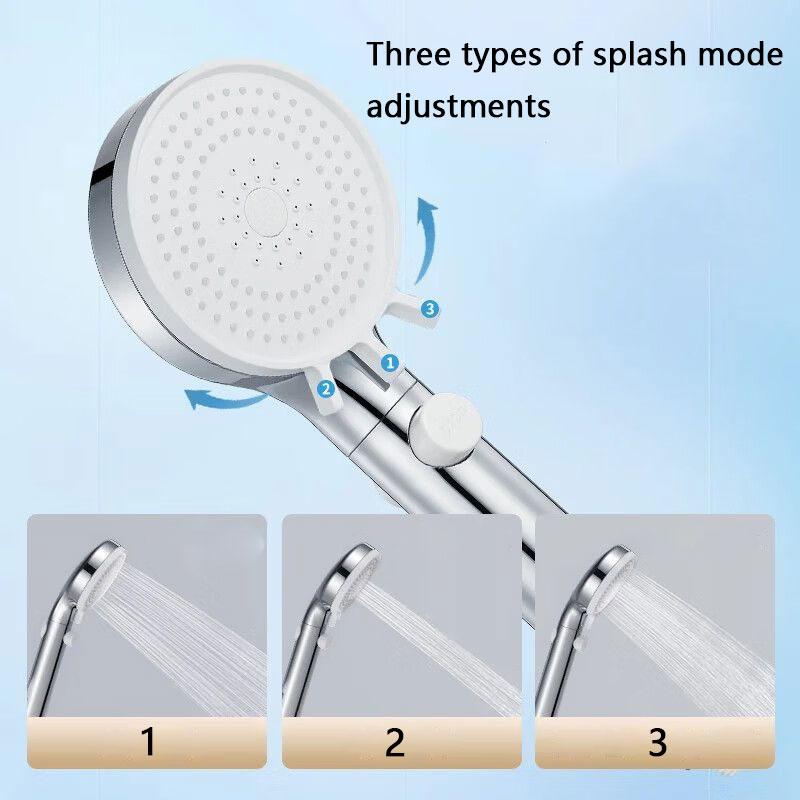 Advanced Showerhead with Enhanced Water Pressure Three-mode Pulse Water Flow Water Stop Filter Anti-fall Spray Shower Head Set