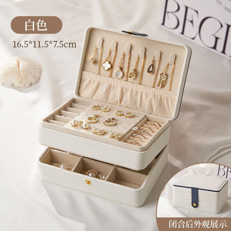 High-end retro large-capacity jewelry box, necklace, ring, stud earrings, jewelry storage box, multi-layer storage box.