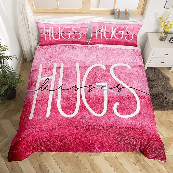 3D Valentine's Day Duvet Cover 2/3 Pieces Romantic Love Bedding Set King/Queen Bed Full Size Luxury Duvet Cover Love Couple Cover