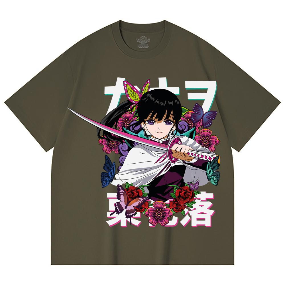 230 Gsm 100% Cotton Demon Slayer V99 Kanao Print Unisex Heavy Cotton T Shirt