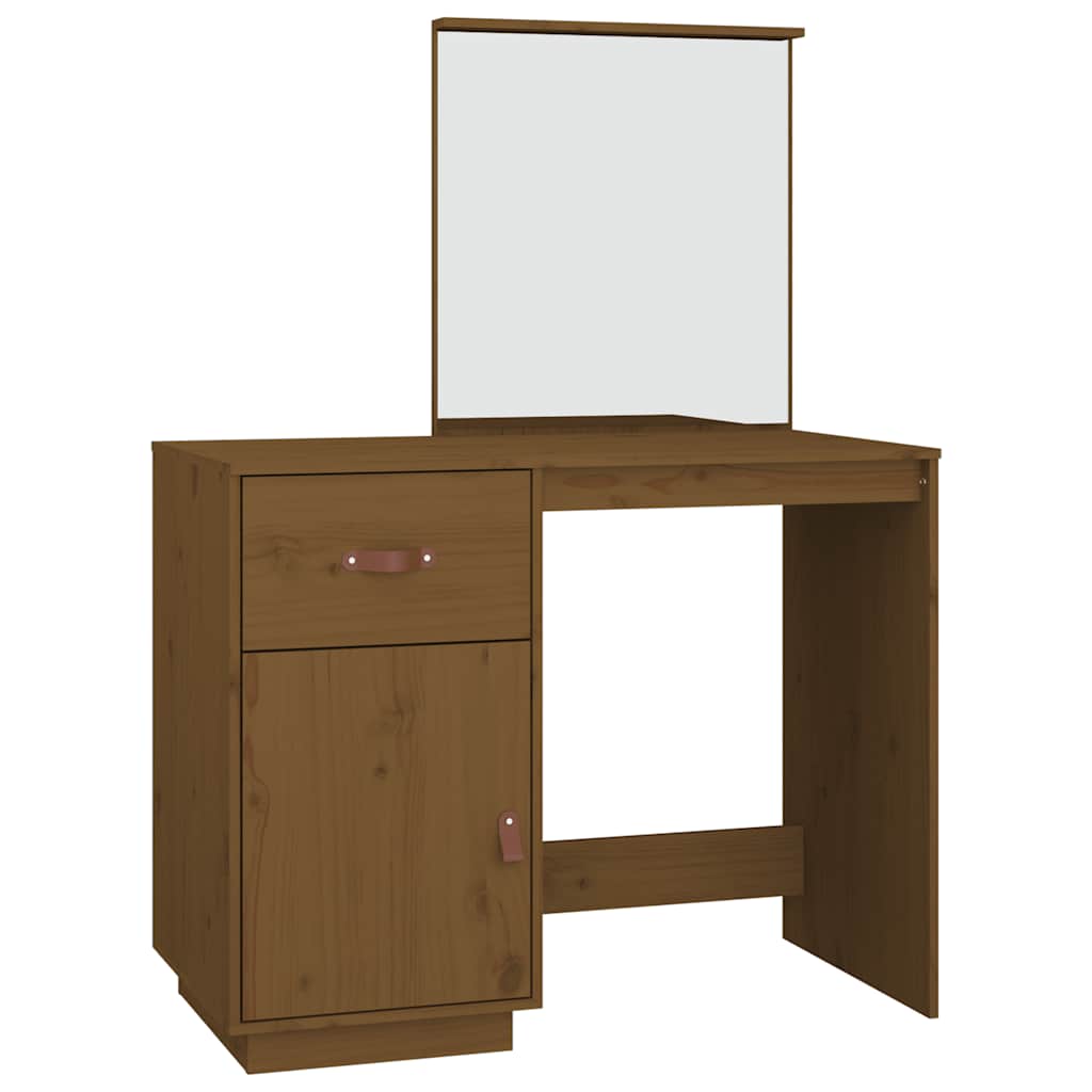 Makeup Table Honey Brown 95 x 50 x 134 cm Solid Pine Wood