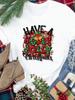 (Asian Size) Tee New Year Holiday tree cute 90s Merry Christmas Top festival Casual Women Print Lady Short Sleeve Fashion Graphic T-shirts