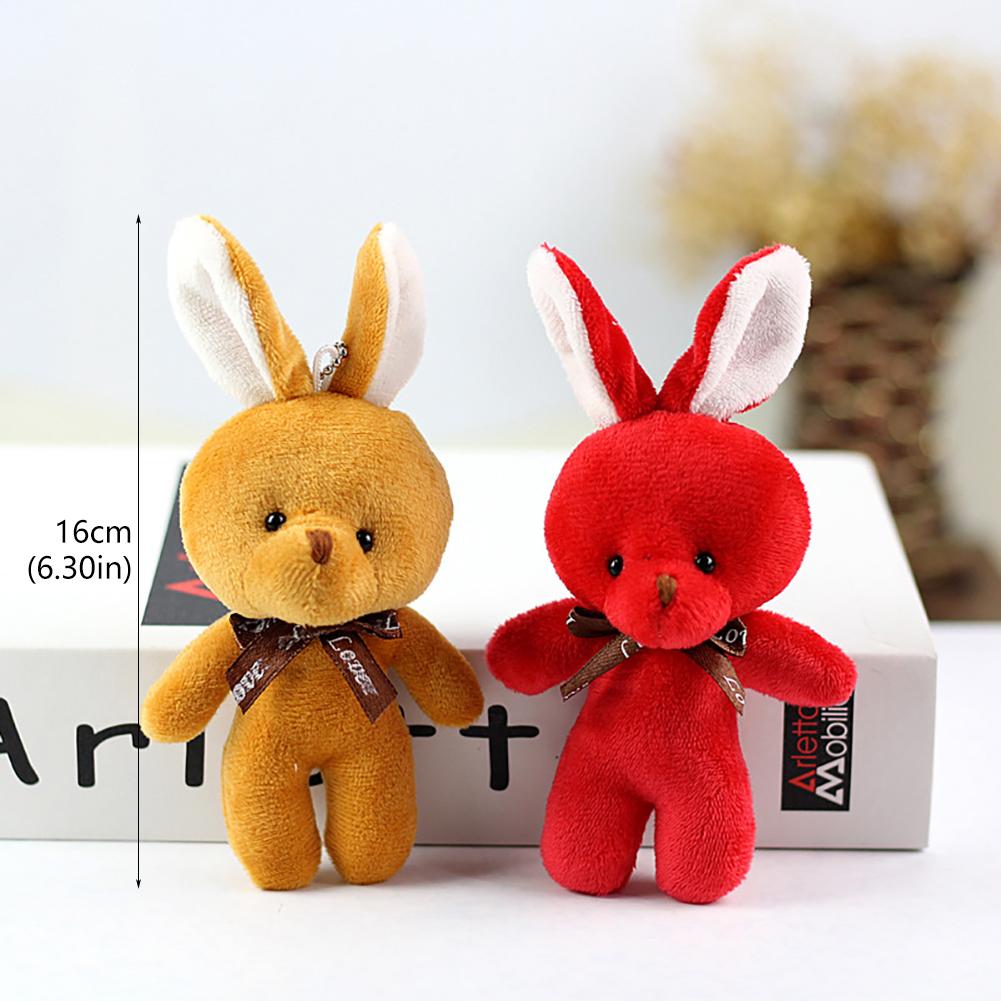 16CM Plush Toy Rabbit with Ribbon Bow Siamese Rabbits Toys Key Chain Pendant Gifts for Children Kids Toy Wedding Gifts