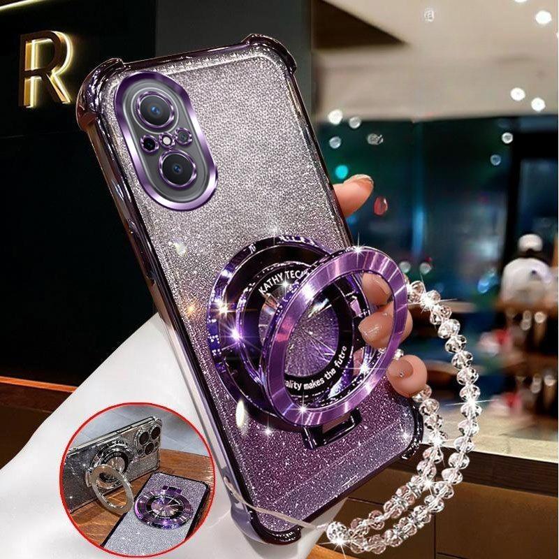 Crystal Bracelet Magnetic Stand Phone Case For Huawei Nova 14 13 Pro 12 12S 12i 11 10 9 8 7 Pro SE Glitter Shockproof Soft Cover