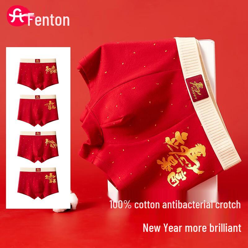 Fenteng Boys  Cotton Boxer Briefs - Prosperity & Success 4-Pack 4XL (190)