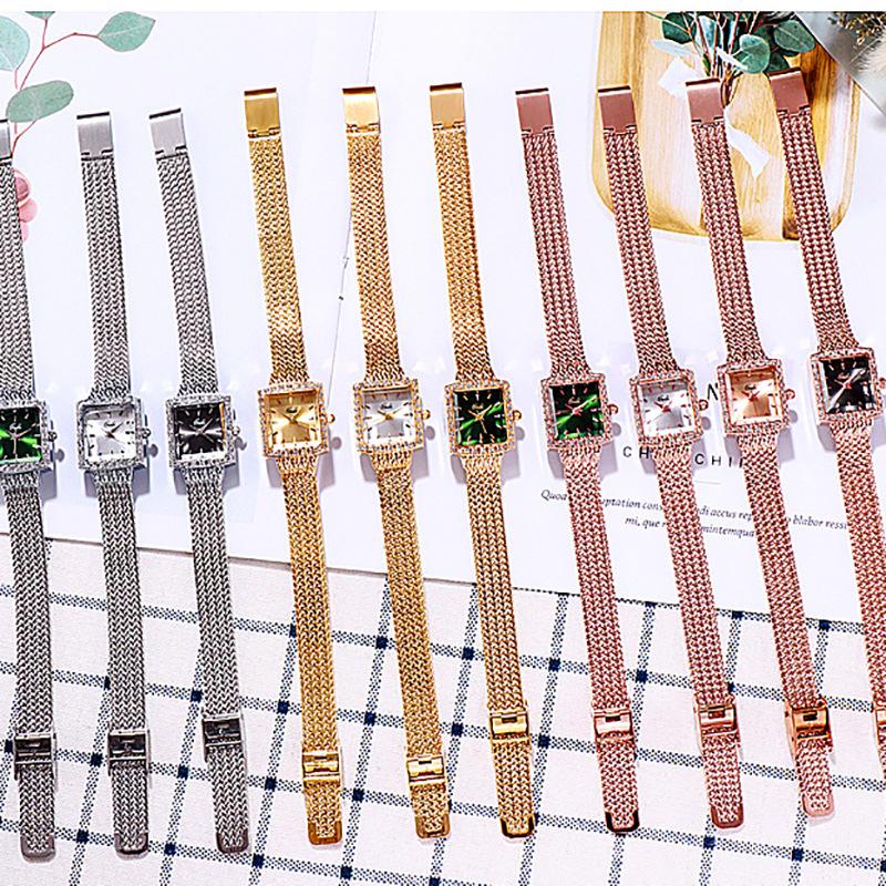 Mesh Belt Retro Square Women'S Watch Luxury Diamond-Encrusted High-End Watch Women'S Quartz Watch
