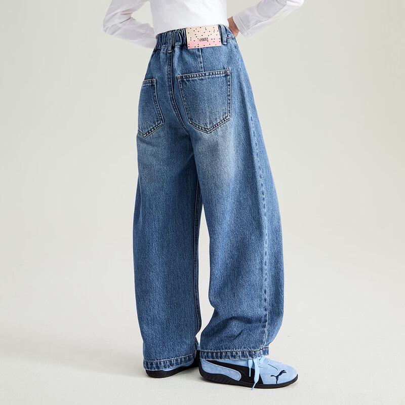 Girls' Retro Straight-Leg Denim Jeans with 3D Pockets