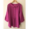 Korean Doll Neck Single Breasted Half Open Shirt Women Sweet Style Solid Color Sleeve Blouse