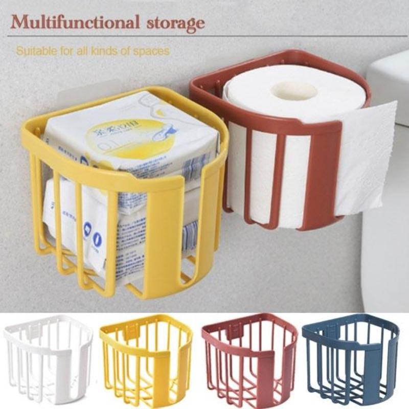 Papierfach, Rollenpapierhalter, Badezimmer-Tücher-Aufbewahrung, Toilette, nicht abfärbende, wandmontierte Multifunktions-Abfluss-Wandhalterung