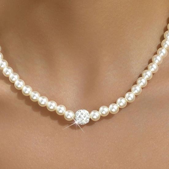 3 Teile/satz Frauen Schmuck Set Faux Perle Ohrringe Halskette Armband Einstellbare Länge Strass Dekor Poliert Prom Party Hochzeit Party Braut Schmuck