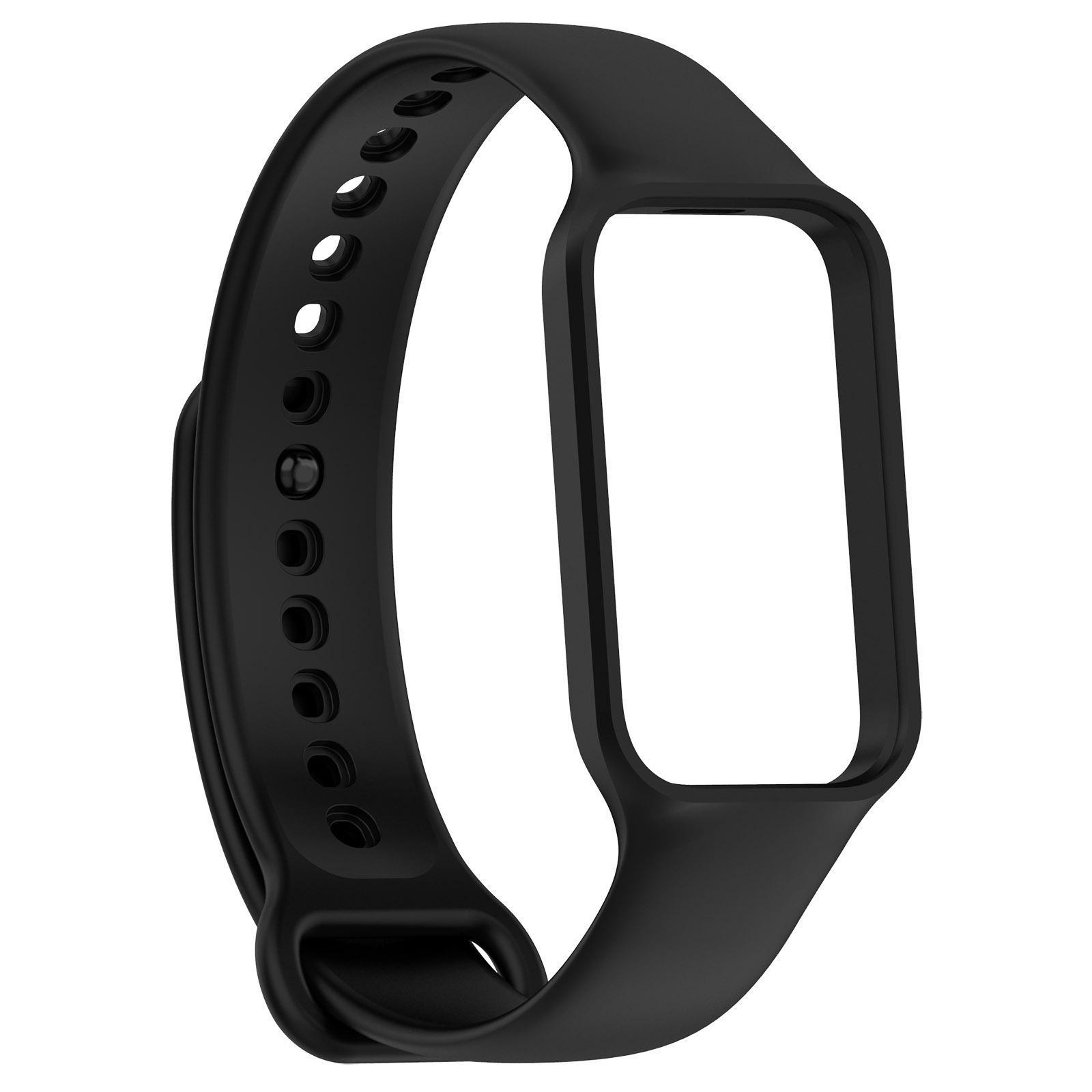 

Ремешок для Xiaomi Mi Band 8 Active: Совместимый спортивный резиновый ремешок для Redmi Mi Band 2 чёрный/полночь