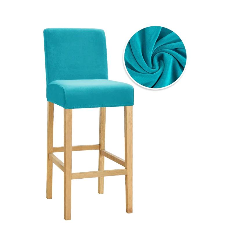 Velvet Fabric Bar Chair Covers Stretch Soft Dining Chair Covers Washable Short Back Covers Chairs For Kitchen Home Hotel Banquet