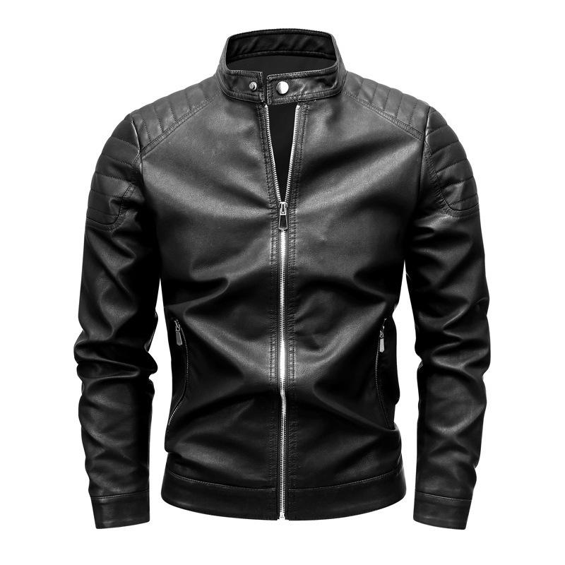 Men's Leather Jacket Spring and Autumn New Coat Korean Style Slim Fit Men's Motorcycle Suit Large Size Stand Collar Pu Leather Jacket