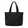 Large Capacity Quilted Tote Bag Padded Front Panel, WaterResistant Surface, with Zipper,