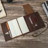 A5 Retro Crazy Horse Leather Notebook Cover with Strap, Handmade, Multi-Card Slots, Office Stationery Organizer