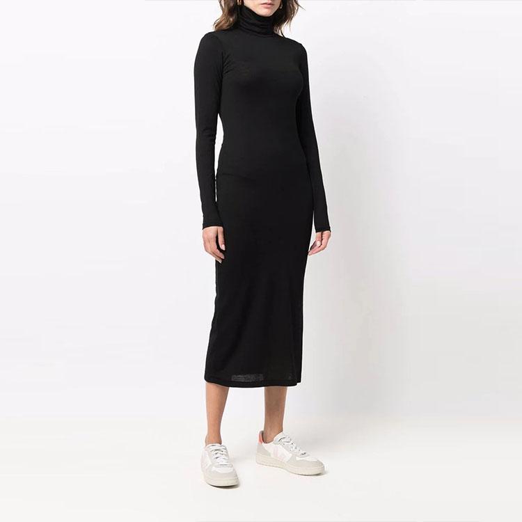 Polo Ralph Lauren Solid Knit Turtleneck Long Sleeve Dress Women Dresses Black 211763521-001